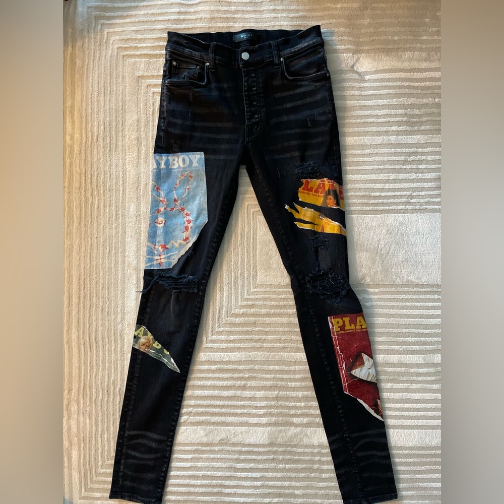 Amiri Aged Black Playboy Jeans (Unisex) Mens Size 30, Women’s Size 27/28